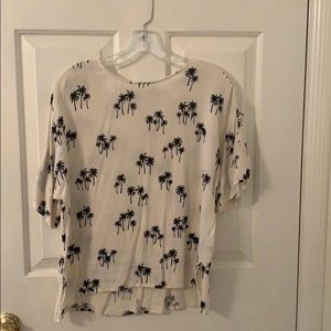 H&M palm tree blouse- black band white